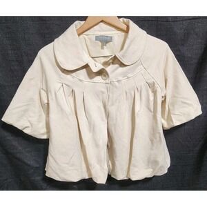 MM Couture Miss Me Jacket Ivory Cropped‎ Coat Blazer Jacket Pockets Lined Sz L